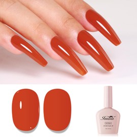Imtiti Orange Gel Nail Polish, Orange Red Gel Polish High Gloss Soak Off UV LED Nail Gel Polish Red Maple Leaf Autumn Winter Gel Polish Nail Art Manicure Salon DIY Design Gel Nail Kit 10ML