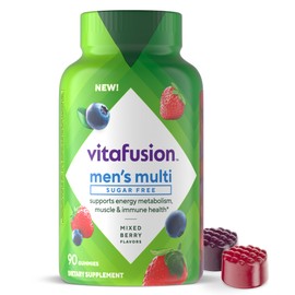 Vitafusion Sugar Free Men’s Multi Daily Gummy Multivitamins, Supports Energy Metabolism, Muscle and Immune Health (1), Mixed Berry Flavors, 90 Count