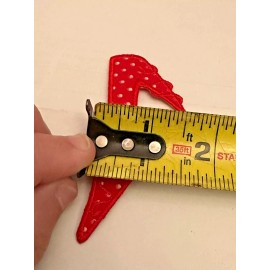 Unbranded Left HIGH HEEL SHOE Red with white dots Iron On Patch Applique 3.25" w x 1.75" h