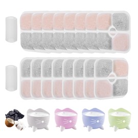 Pack of 16 Cat Fountain Filters for Catit Filter Drinking Fountain, Filter Cat Fountain for Catit Drinking Fountain with 2 Hoses, Triple Filter System Replacement Filter with Resin and Activated