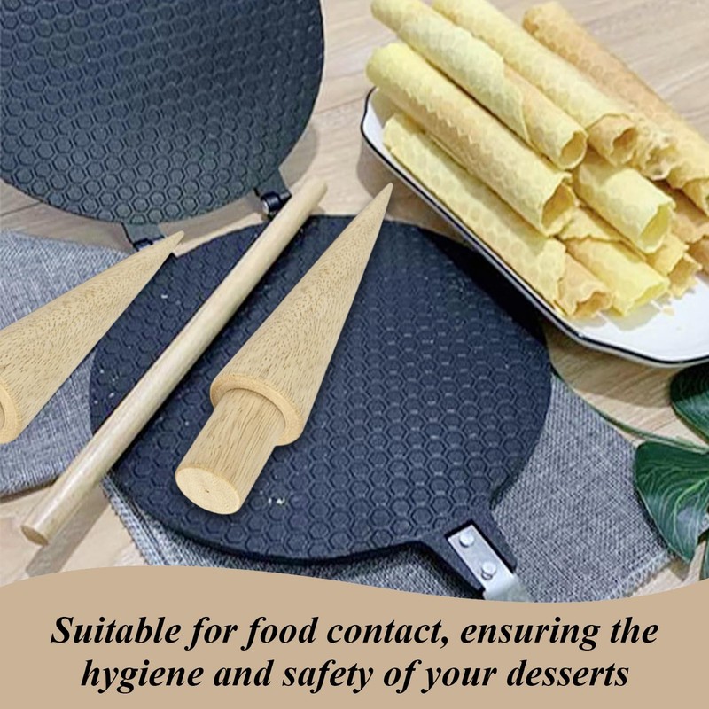 PLLDVEFD 3 Pieces Wooden Conical Mold, Ice Cream Cone Mold,