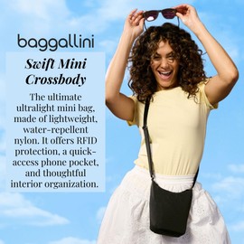 Baggallini Swift Mini Crossbody Bag for Women - 4.5x7 Small Travel Purse with Crossbody Strap and RFID