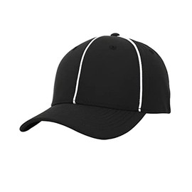 Great Call Athletics | Professional Referee Hat | Black with White Stripes | Premium Poly Spandex Flex Fit Cap | Moisture Wicking (Small/Medium (7-7 1/4))