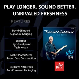 GHS Boomers - Cuerdas para guitarra eléctrica David Gilmour Signature Blue GB-DGF, acero niquelado - tono rock clásico, sonido brillante de larga dura