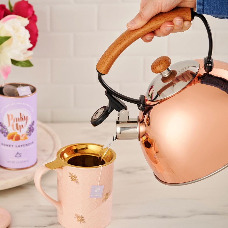 Pinky Up Hadley Stainless Steel Tea Kettle for Stovetop, Whistling