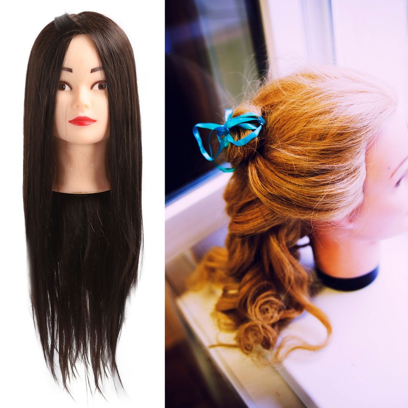 Hairdressing Mannequin Head 63cm Synthetic Fiber Head Styling Middle Part