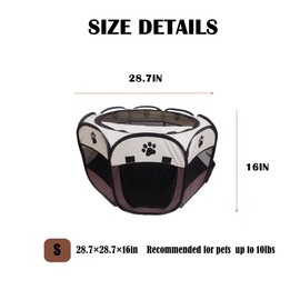 MEHONGCAN Portable Pet Playpen,Foldable Dog Playpen for Dogs and Cats,Rabbits,Pet Exercise Pet Tents Indoor Outdoor Use (S(28.7" x 28.7" x 16"), Brown)