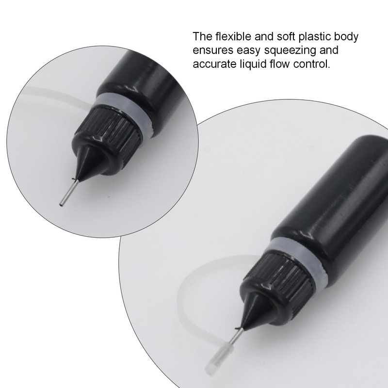 Joyangy 10-Pack 10ml Precision Tip Applicator Bottles, Black Plastic Squeeze
