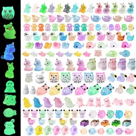 LIINWNIRS Luminous Mini Resin Animals 150 Pcs Tiny Animals Mini Ducks Dogs Owls Pandas Little Rabbits Figurines Accessories for Variety Pack for Garden Micro Landscape Aquarium Potted Dollhouse Decor