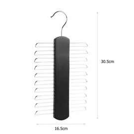 Kaizuca 2 Piece Wooden Tie Hanger, Swivel Tie Racks, Tie Belt Rack, with 20 Metal Partitions and 360 Degree Rotating Clothes Hook, for Hanging Belts, Tie, Scarves, Neckties and More (Black)