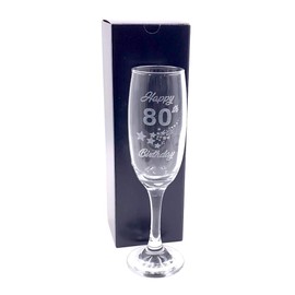 ukgiftstoreonline 80th Birthday Stars Champagne Flute Glass Gift Boxed