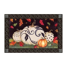 Studio M All Weather Interchangeable Doormat Insert - 30x18 Inch Eco-Friendly Recycled Rubber Backing - Painted Pumpkins