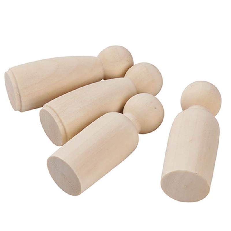 Egurs Holzfiguren 10 Stück 75mm DIY Figuren (5*Männlich +5*Weiblich)