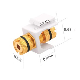 VCE Banana Jack Binding Post Keystone Jack Insert with Black & Red Rings, Screw Type Audio Speaker Keystone, 3 Pairs/6 Pack