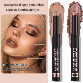 Sombra De Ojos En Barra, Iluminadores Maquillaje Lápiz De Sombra De Ojos, Glitter Para De Ojos En Crema Kit De Maquillaje Seductores, Altamente Pigmentados (B)