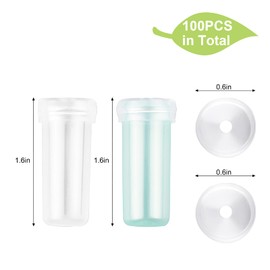 WANDIC Flower Water Tubes, 100 Pcs Clear Light Green Floral Tubes Plastic Flower Vials with Caps for Flower Arrangements, 1.6 x 0.6 Inch (Mixed)