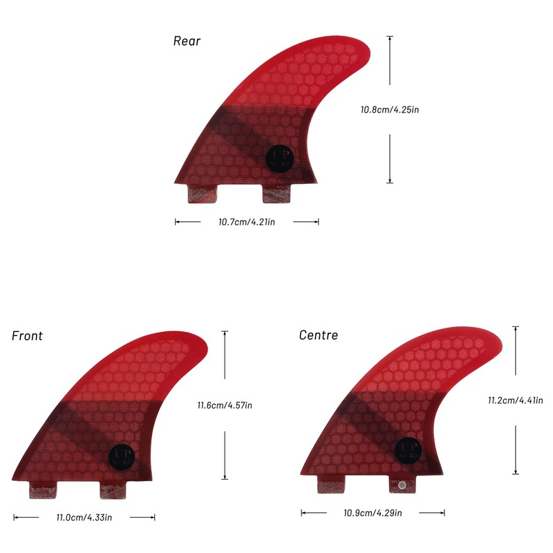 UPSURF Surfboard Fin Double Tabs K2.1 Size 5 Fins 5-Piece
