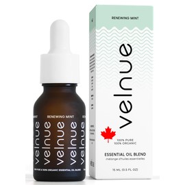 VELNUE Made in Canada Organic Essential Oil Blend - Renewing Mint 15mL | Spearmint Essential Oils Blend for Diffusers Aromatherapy