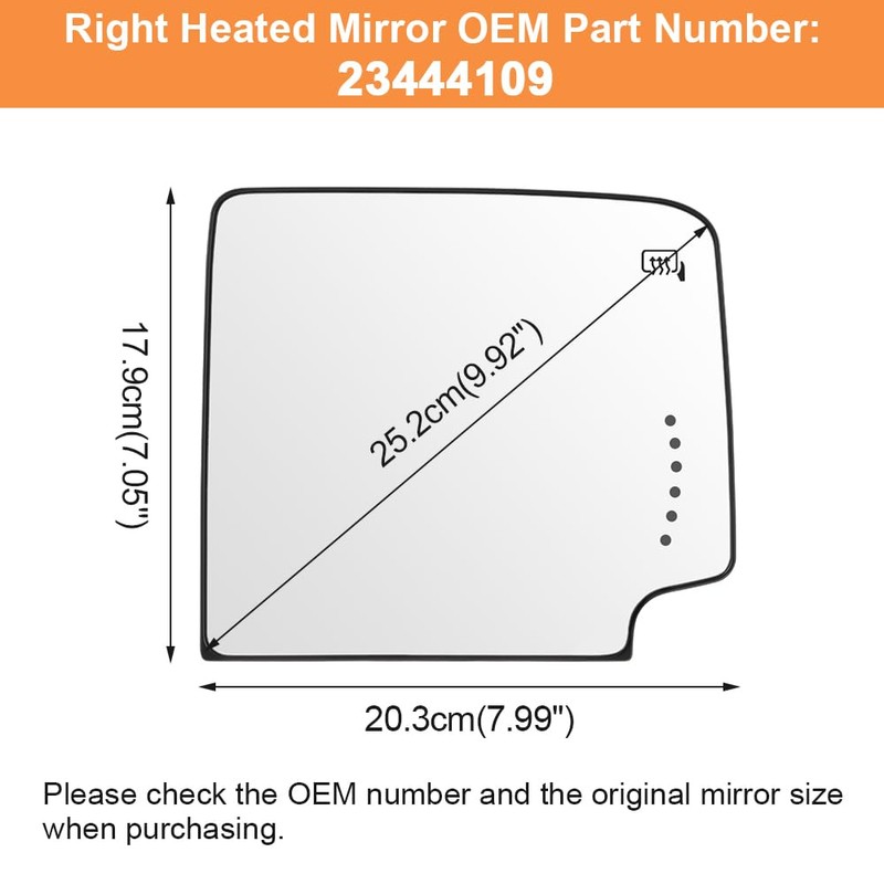 Senzeal Passenger Side Heated Mirror Upper Tow Mirror Glass Replacement