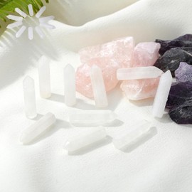 MAIBAOTA Clear Crystal Healing Crystals Gifts Wands Hexagonal Pointed Gemstones Set Bulk for Women Beginner Chakra Stones Nature Reiki Spiritual Energy Balancing Protection Crystal 10pcs