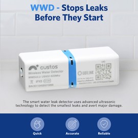 CUSTOS WWD Water Leak Detector, Smart Water Monitor, Battery Operated Smart Home Devices, Sub-Lipstick Design Water Alarm Leak Detector, No Wi-Fi Required, 2 Pack
