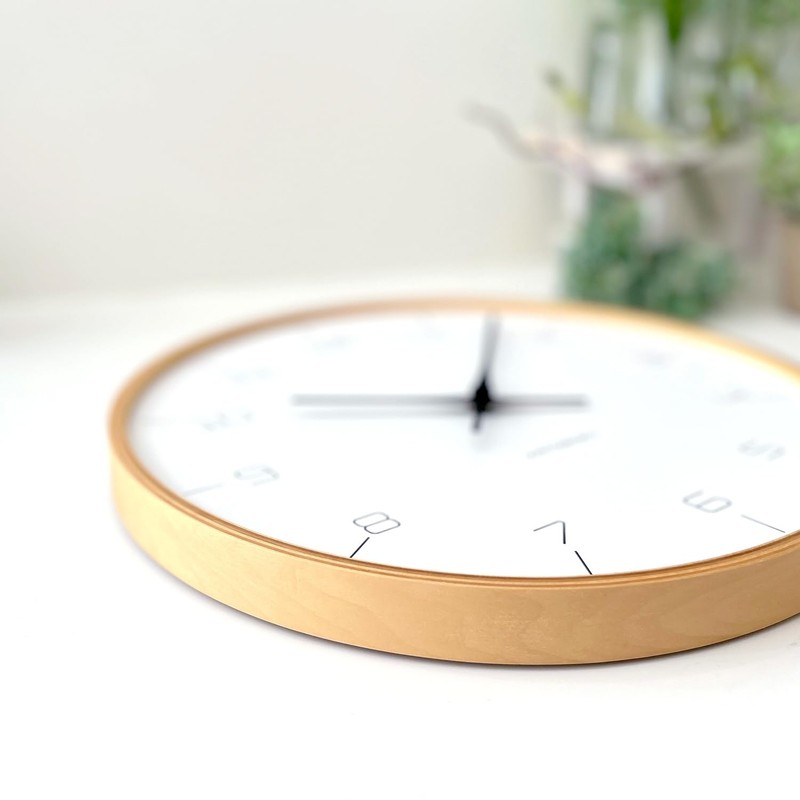 KATOMOKU plywood clock 7 natural sweep (continuous second hand movement)