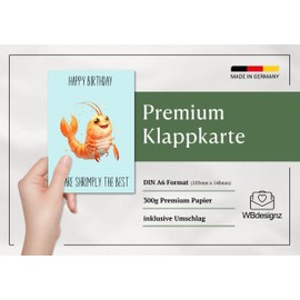 Birthday Card with Envelope - Funny Word Game Happy Birthday Card Shrimp "You Are Shrimply The Best" Birthday Card (A6)