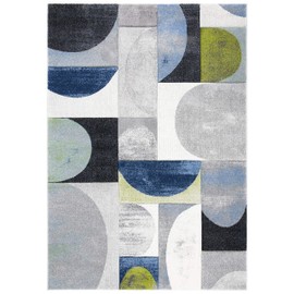 SAFAVIEH Hollywood Collection Area Rug - 5'3" x 7'6", Grey & Blue, Mid-Century Modern Design, Non-Shedding & Easy Care, Ideal for High Traffic Areas in Living Room, Bedroom (HLW798F)