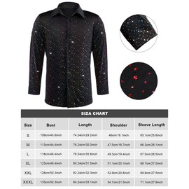 Mens 70s Disco Outfit Costume Bell Bottom Pants Shirts Wigs Necklace Mustache Sunglasses (Black,Large)
