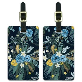 May Floral Pattern Luggage ID Tags Suitcase Carry-On Cards - Set of 2