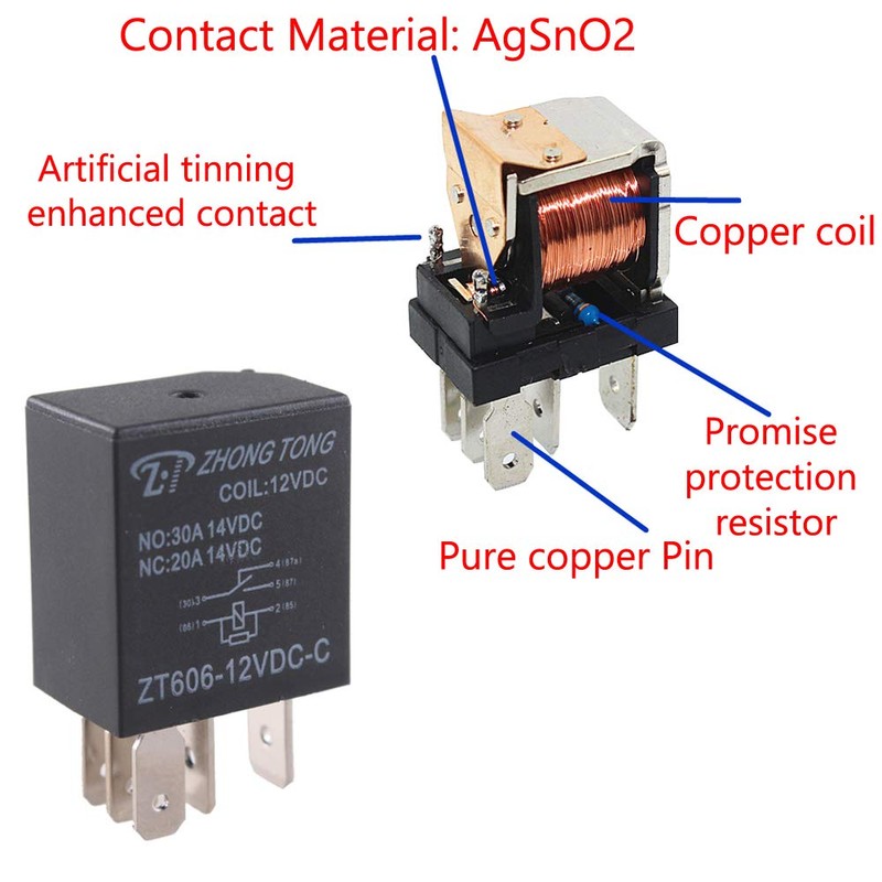 ESUPPORT Car Heavy Duty Relay Switch 12V 30A SPDT 5Pin
