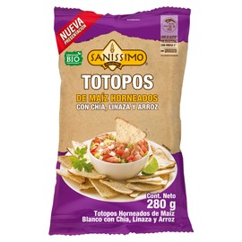 Sanissimo, Totopos Horneados de Maíz con Chía, Linaza y Arroz, 280g