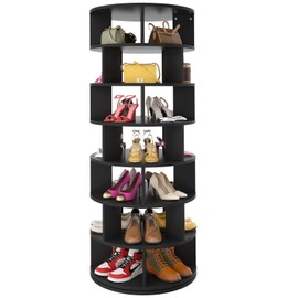 Aheaplus Rotating Shoe Rack Tower, 7-Tier Spinning Shoe Rack 360 Revolving Shoe Rack Organizer for Closet, Display Round Storage Carousel Shoes Closet Organization, Black