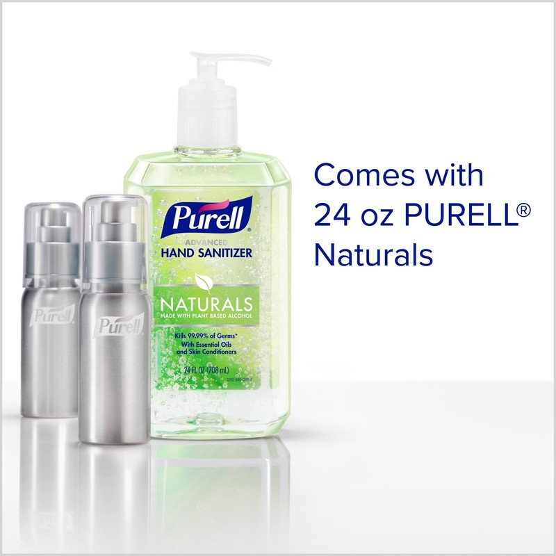 PURELL Advanced Hand Sanitizer Naturals + Refillable Aluminum Bottles, (2)