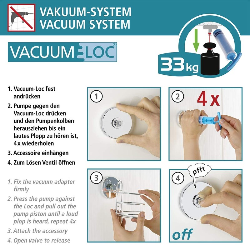Wenko Vacuum-Loc Hooks Set of 2 No Drilling Required, 20896100