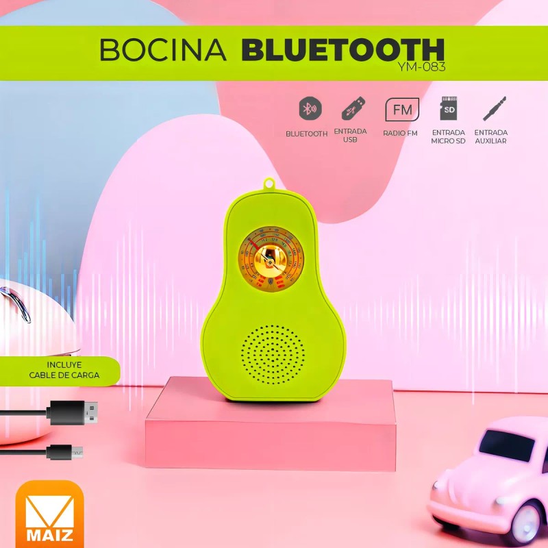 Maíz Bocina Bluetooth/radiofm/am/swusb/tf Card Forma De Aguacate Color Rosa