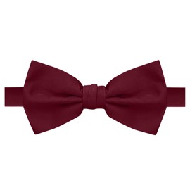 Jacob Alexander Men's Pretied Banded Adjustable Solid Color Bowtie - Burgundy