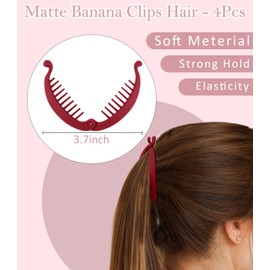 Hapdoo Hapdoo 4PCS Small Banana Clips Hair, Mini Matte Banana Hair Clips for Women Girls, Cute Strong Hold Ponytail Bun Holder, Hair Jaw Clips Barrettes Styling Accessories for Thin Hair