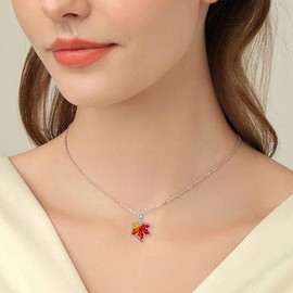 YAFEINI Maple Leaf Necklace Sterling Silver Fall Leaf Pendant Maple Leaf Autumn Jewelry for Women