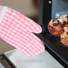 Angoily 2Pcs Oven Mitts Oven Gloves Kitchen Mitts Microwave Gloves for Baking Cooking Fireplace Grill BBQ Pink