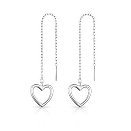 Philip Jones Sterling Silver Heart Thread Earrings