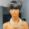Peluca de cabello humano con corte pixie para mujeres negras,