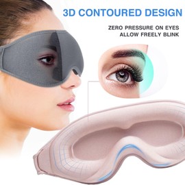 2 Pack Eye Mask for Sleeping - AUPHIL 3D Contoured Eye Mask with Eye Cup Blackout Sleeping Mask, Zero Pressure Eye Cover Sleep Mask for Women Men Side Sleeper, 100% Light Blocking Blindfold for Travel