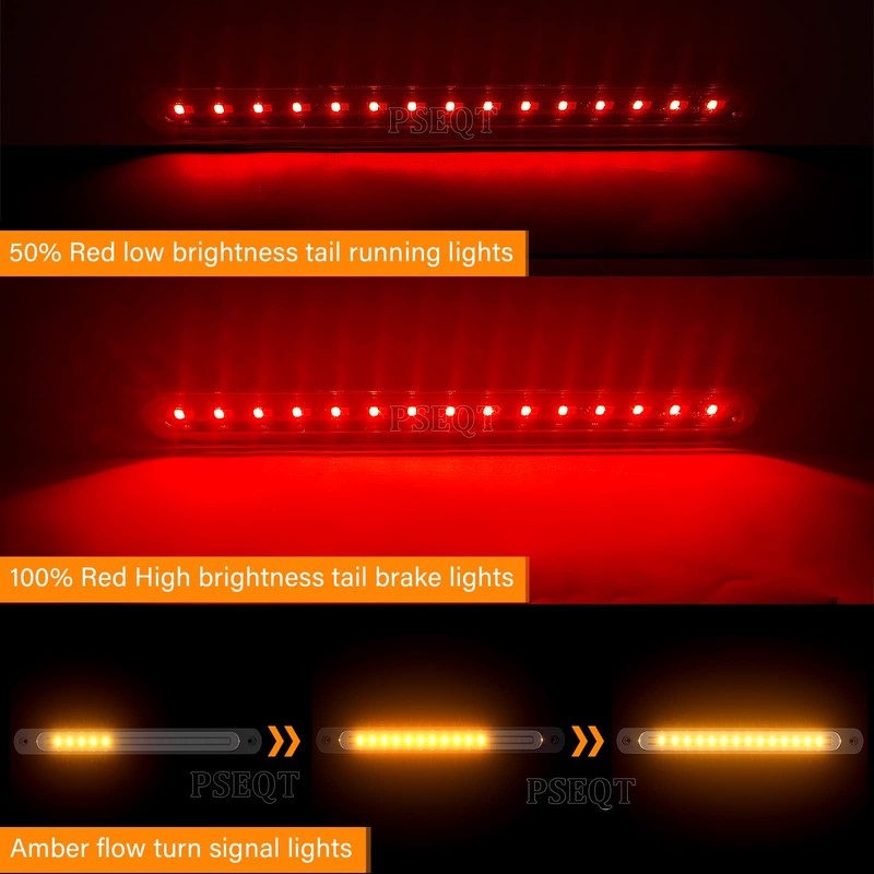 PSEQT 10" LED Trailer Tail Light Bar Brake Stop Turn