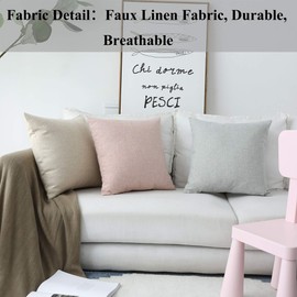 Home Brilliant Decorative Lined Linen Square Throw Cushion Cover Pillow Cover for Bed Kids Chair, 18 x 18 inch(45cm), Light Grey