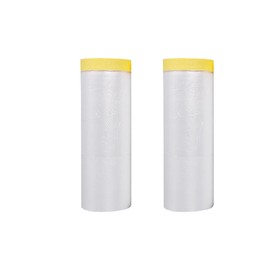 2 Rolls Pre-taped Masking Film Tape Sheets, 40M Painters Masking Tape for Painting, Tape and Drape Plastic Sheeting for Decorating, Dust Proof, for car, Applicance, Carpet Protection, 150cm x 20m