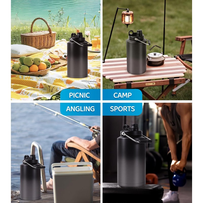 GAGANIU Insulated Water Bottle, 1 Gallon Jug with Handle, 128