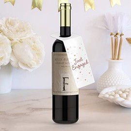 Just Engaged Bottle Tags 20 pack Wine Champagne Hanging Neck Label Engagement Party Supplies Guest Table Decorations for Family Friends Favors Gift Bags Future Bride Groom Celebration 2.5" x 7.25"