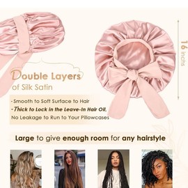 YANIBEST Satin Bonnet Silk Bonnet for Sleeping Double Layer Satin Lined Hair Bonnet with Tie Band for Women Curly Hair