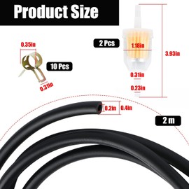Sixstore Fuel Hose Set, 2 Metre Fuel Line Pipe Fuel Line Diameter 5 mm with 2 Petrol Filter and 10 Pieces Hose Clamps for Cars, Motorcycles, Lawnmowers, Scooter